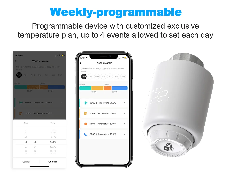 Ultra-low Power  LED  Screen TRV Bluetooth Smart Tuya  Thermostatic Radiator Valve