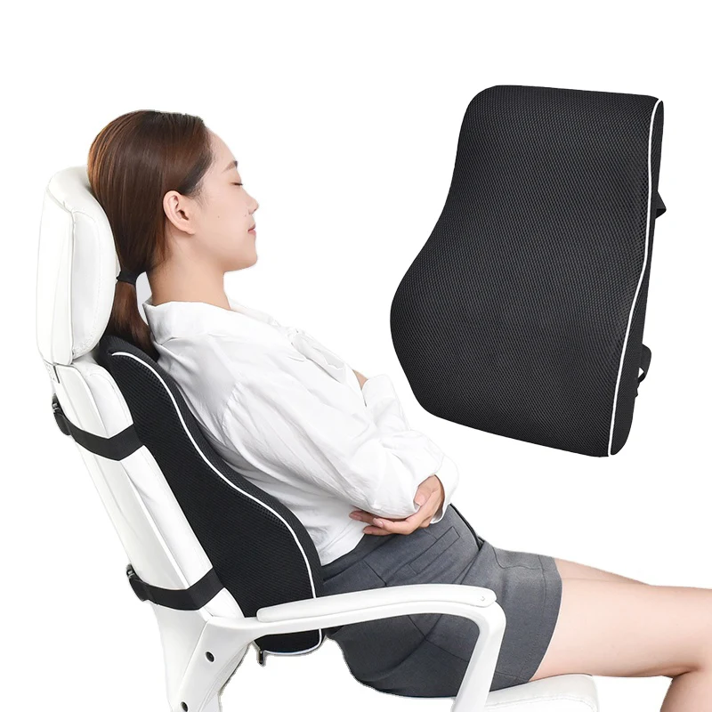 Ergonomic Two straps Car Seat Office Chair Memory Foam Lumbar Support Cushion Orthopedic Back Pillow for Lower Back