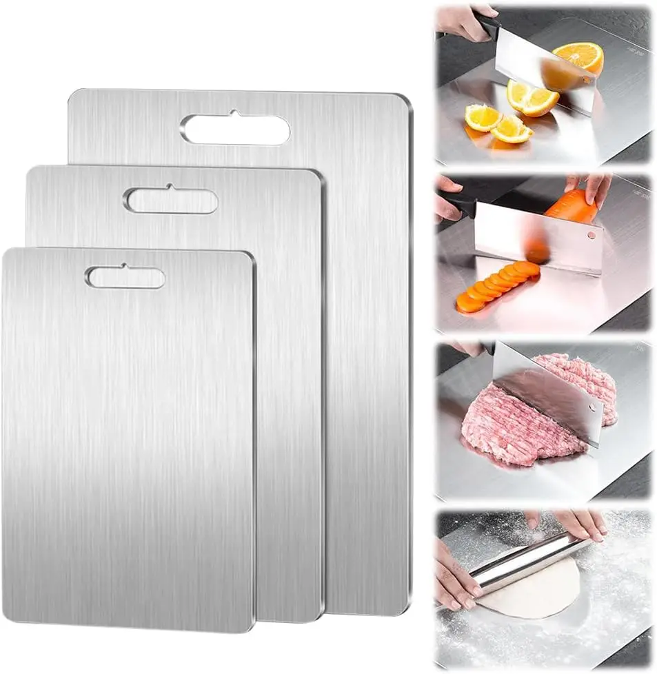 Non-Toxic 304 Stainless Steel Chopping Board Titanium Kitchen Cutting Board Food Grade New Model