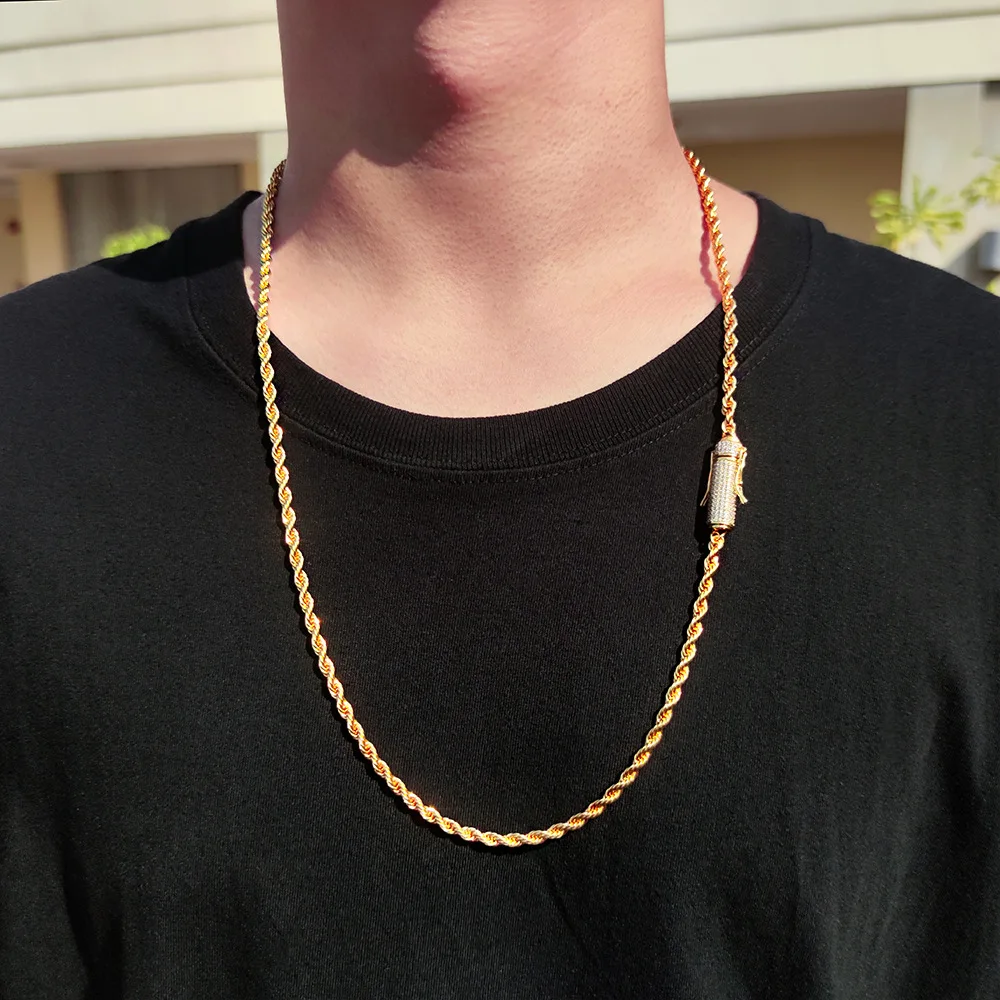 LOYALTY Wholesale Stainless Steel PVD Plated 14k 18k Gold Thin Rope Chain Necklace Twisted Rope Gold Chain