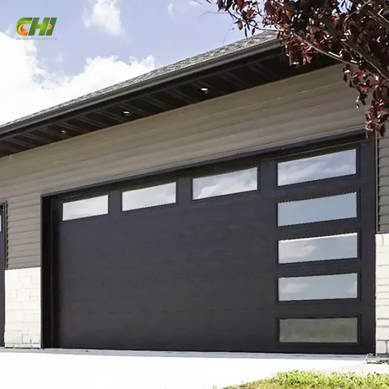 CHI Modern Design 16x8 Aluminum Alloy Sectional Folding Garage Door Automatic PU Foam Sandwich Panel Garage Door