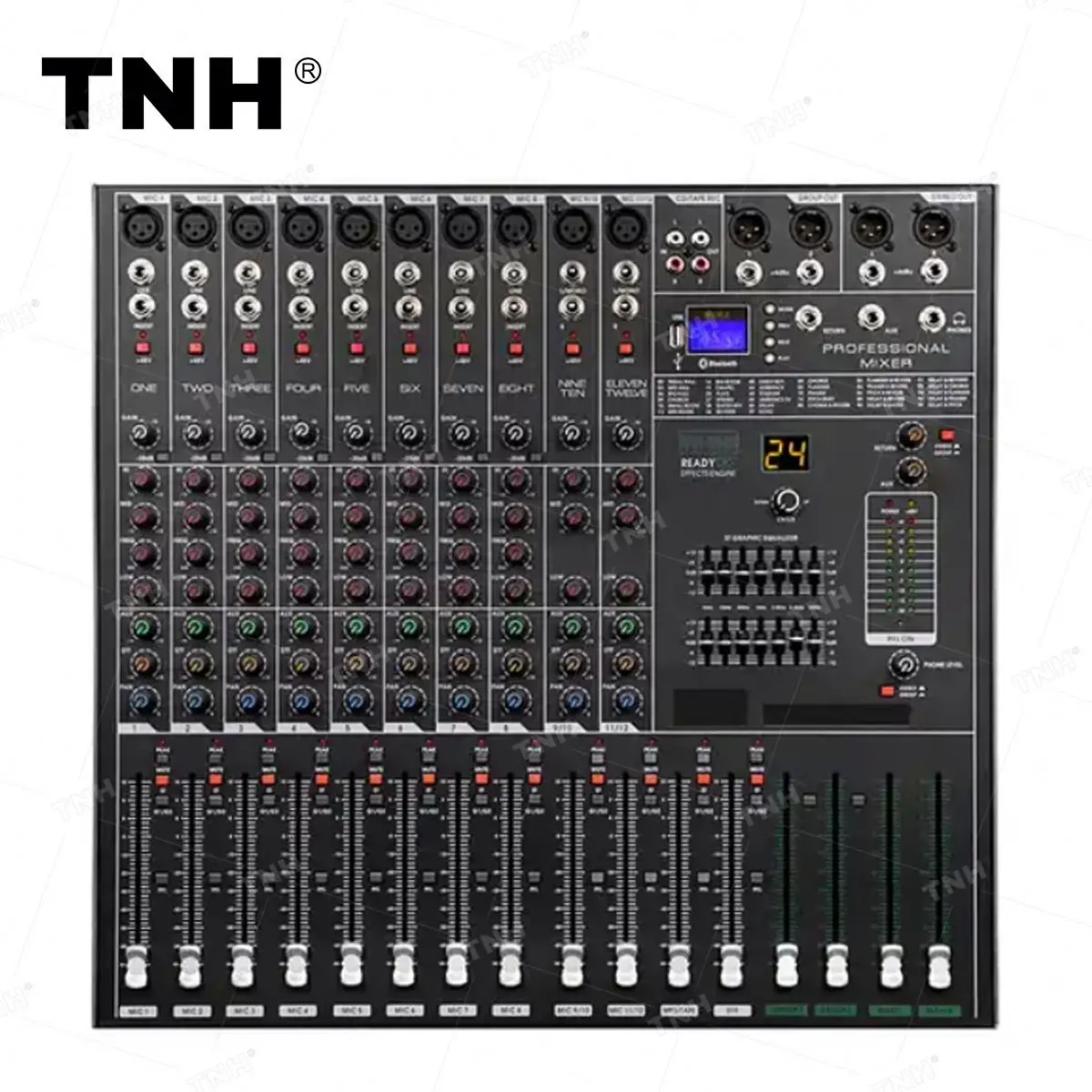 MR-9312 MR 9312 USB Connection Built-in 256 DSP Effects 8 Channel Professional Audio Mixer Console with Dual Side LED Lights