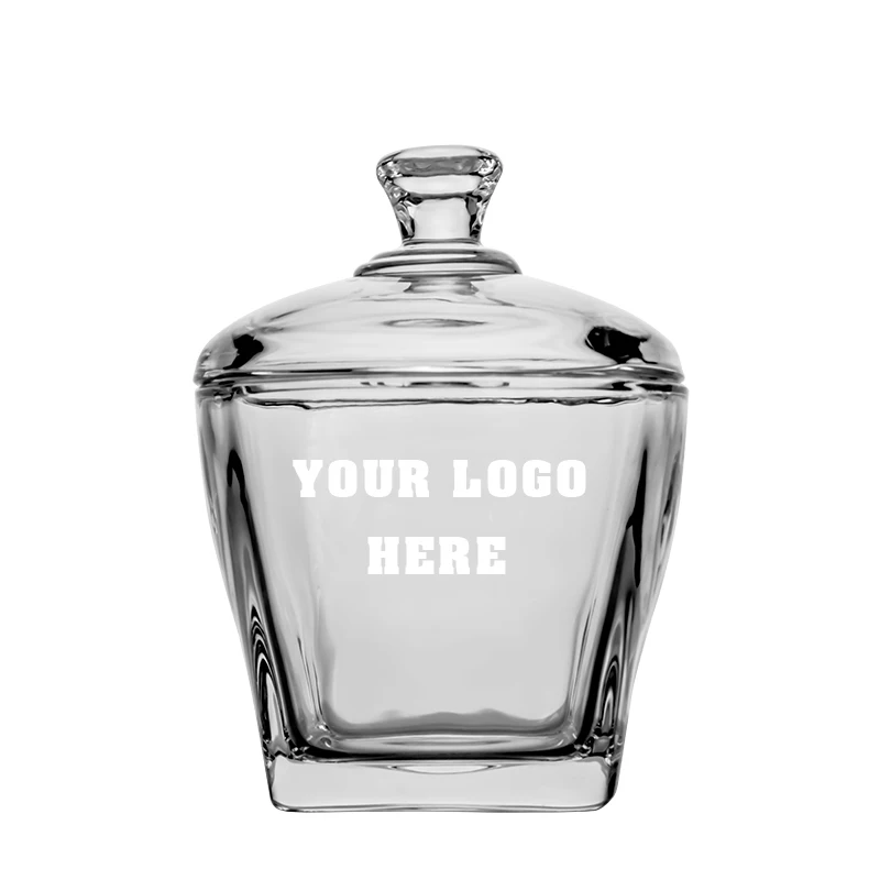 Factory New Arrived Model Wholesale Custom Laser Logo Luxury Classic Crystal Etched Modern Glass Candy Jar