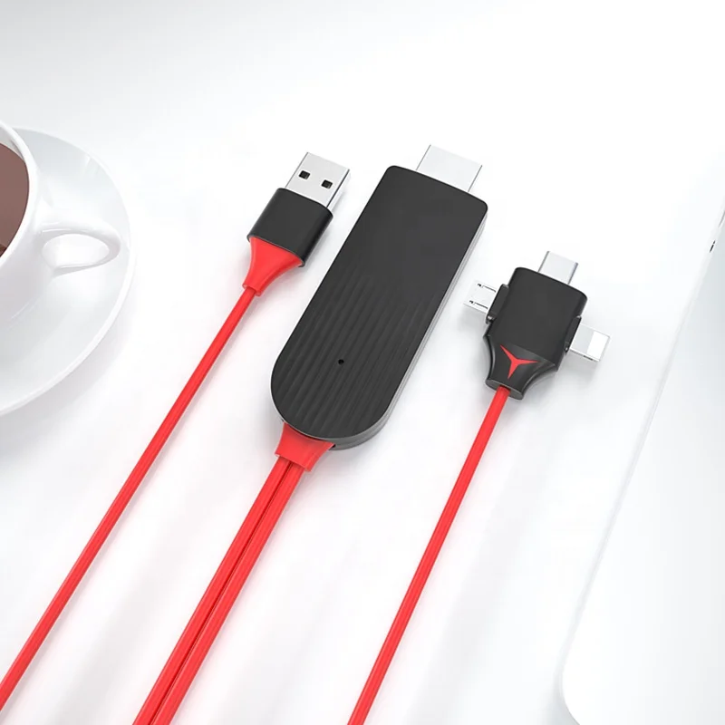 3 In 1 Lightning Micro USB Type-C Port To HDMI Cable Adapter For Mobile Phone To TV