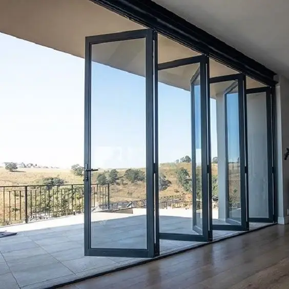 Soundproof Exterior Patio Door Bi fold Aluminium Glass Folding Door Waterproof Accordion Door
