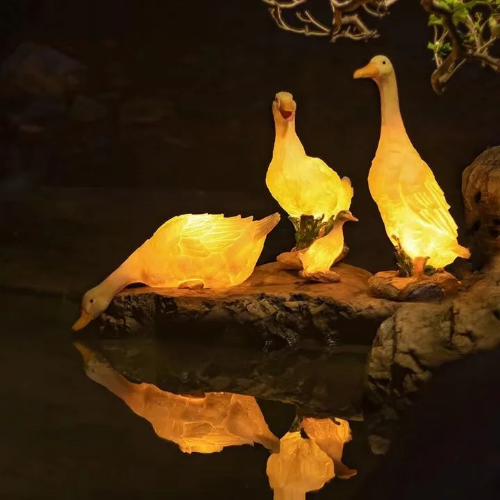 3D Fiberglass Duck LED Sculpt Lamp animal light at night led decoration ideas holiday light displays