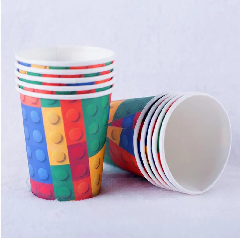 Legoing Blocks Theme Kids Party Supplies Tableware Paper Cup Plate Napkins Tablecloth Fiesta Decoration