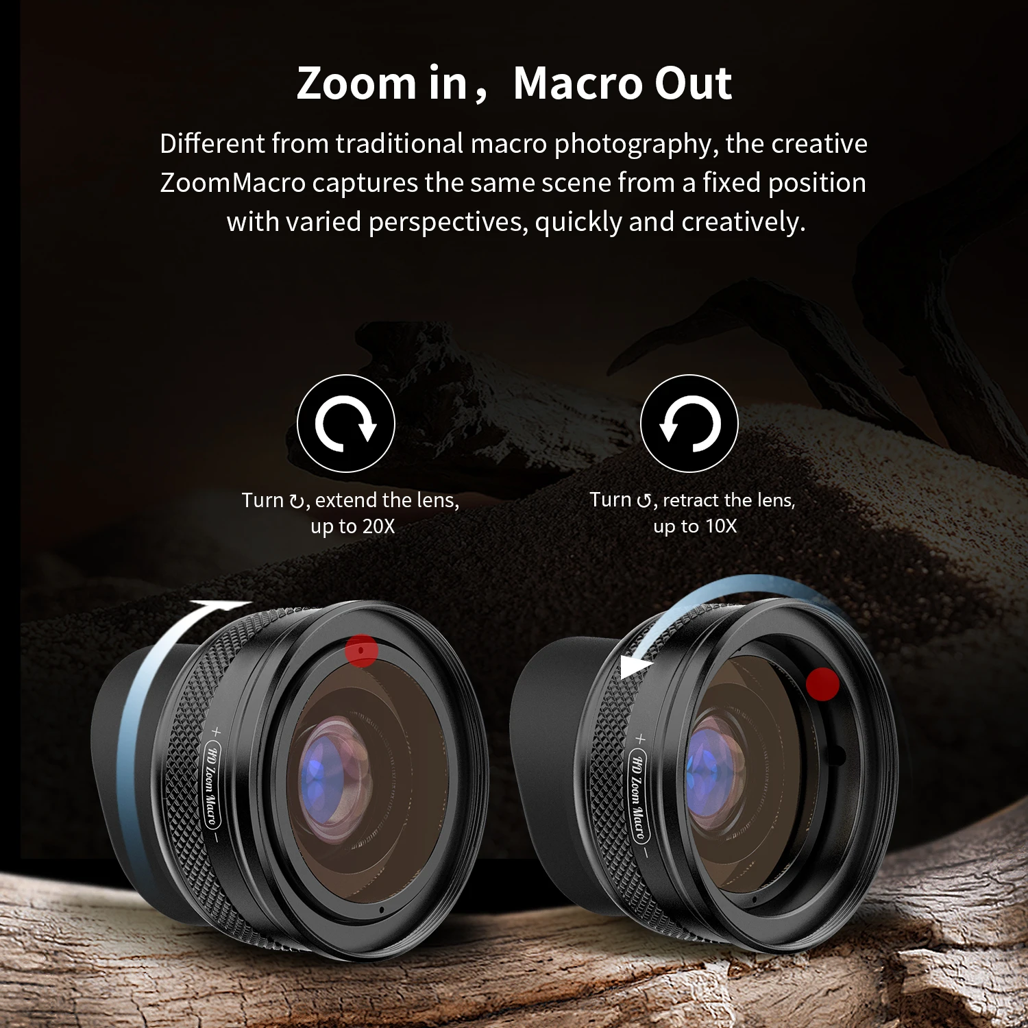 APEXEL Clip on Zoom Macro Lens with Ring Fill Light Mobile Phone Professional External HD Macro Lens For iPhone 15 16 pro max