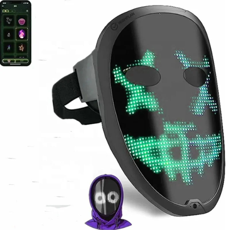 LED Lighted Face Transforming Mask, Shining Mask for Fun Parties Birthday Festival Cosplay Halloween Costume