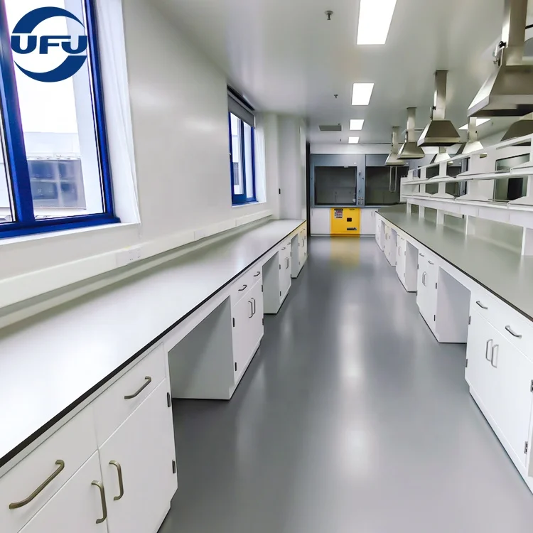 UFU Laboratory Furniture Prices Side Workbench SEFA Certificate Chemistry Steel Lab Wall Work Bench With Base Cabinet