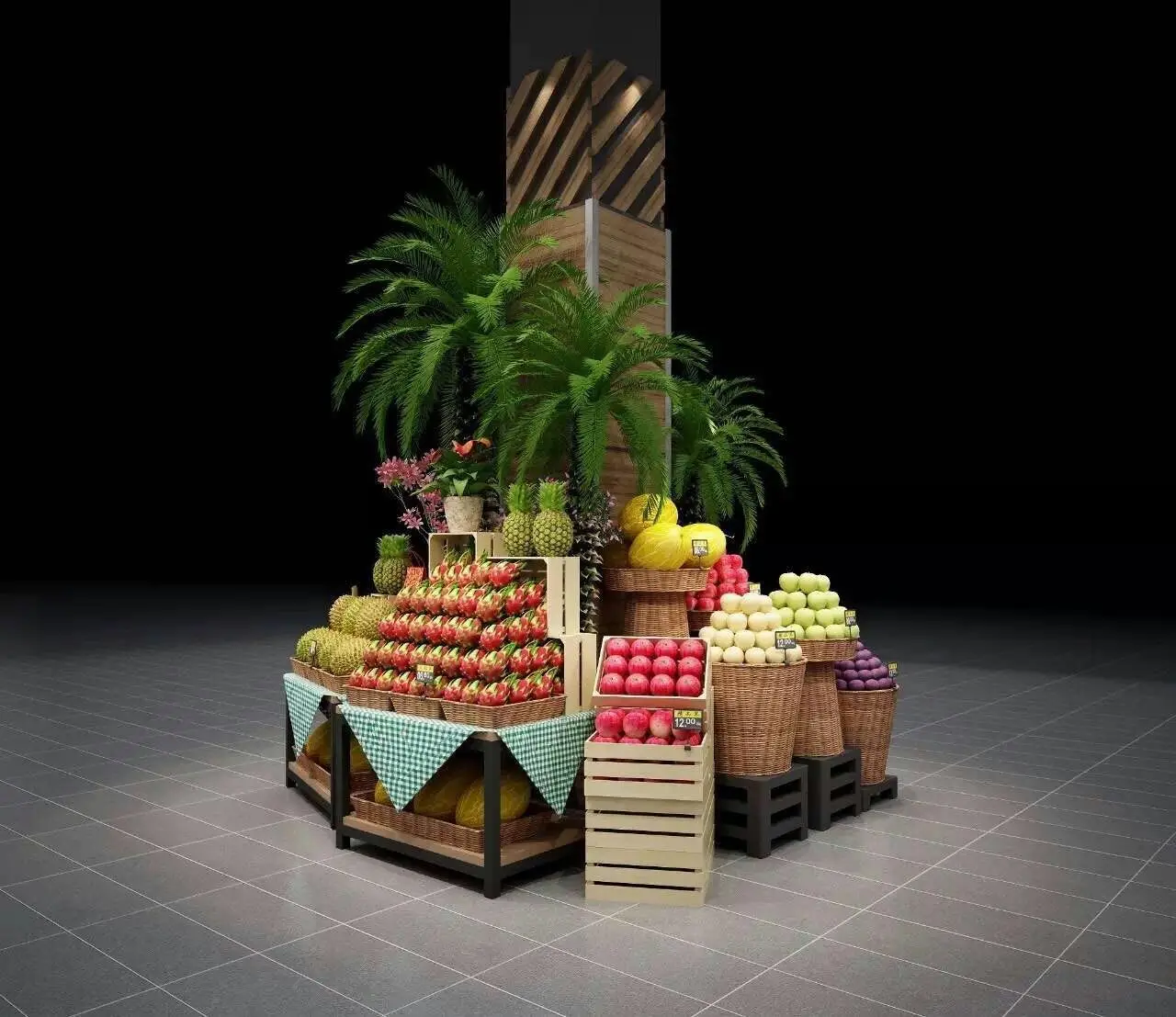 Wooden Fruit and Vegetable Supermarket Racks OEM Supplier for Customized Rack Type