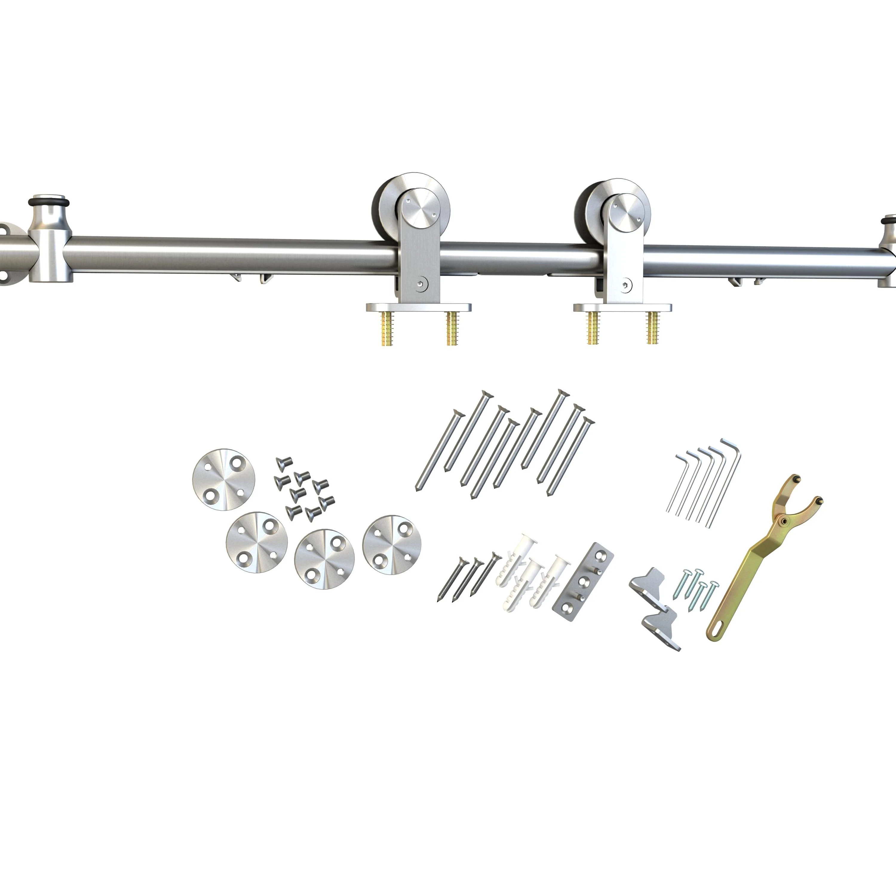 Stainless Steel Aero Sliding Barn Door Hardware Kit