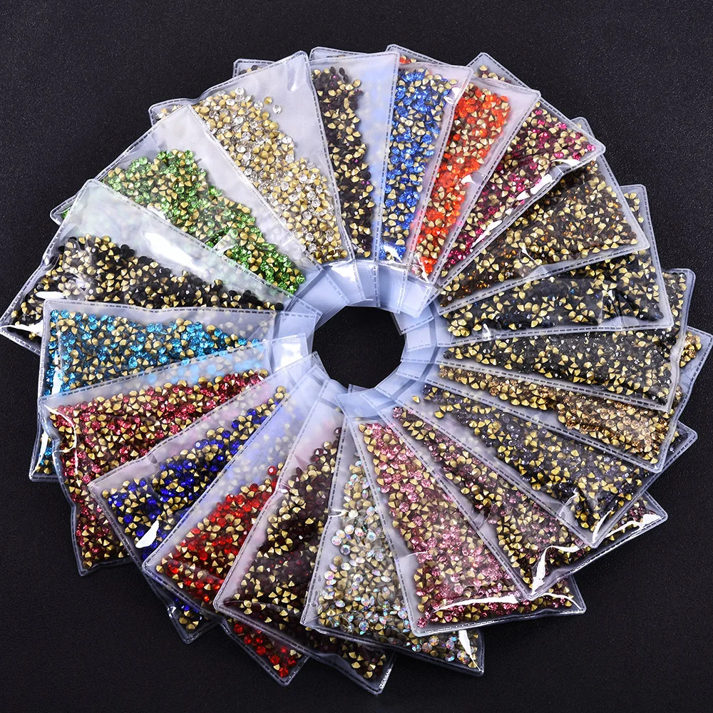 machine cutting chaton glass rhinestones colorful chaton point back rhinestone factory chaton rhinestones