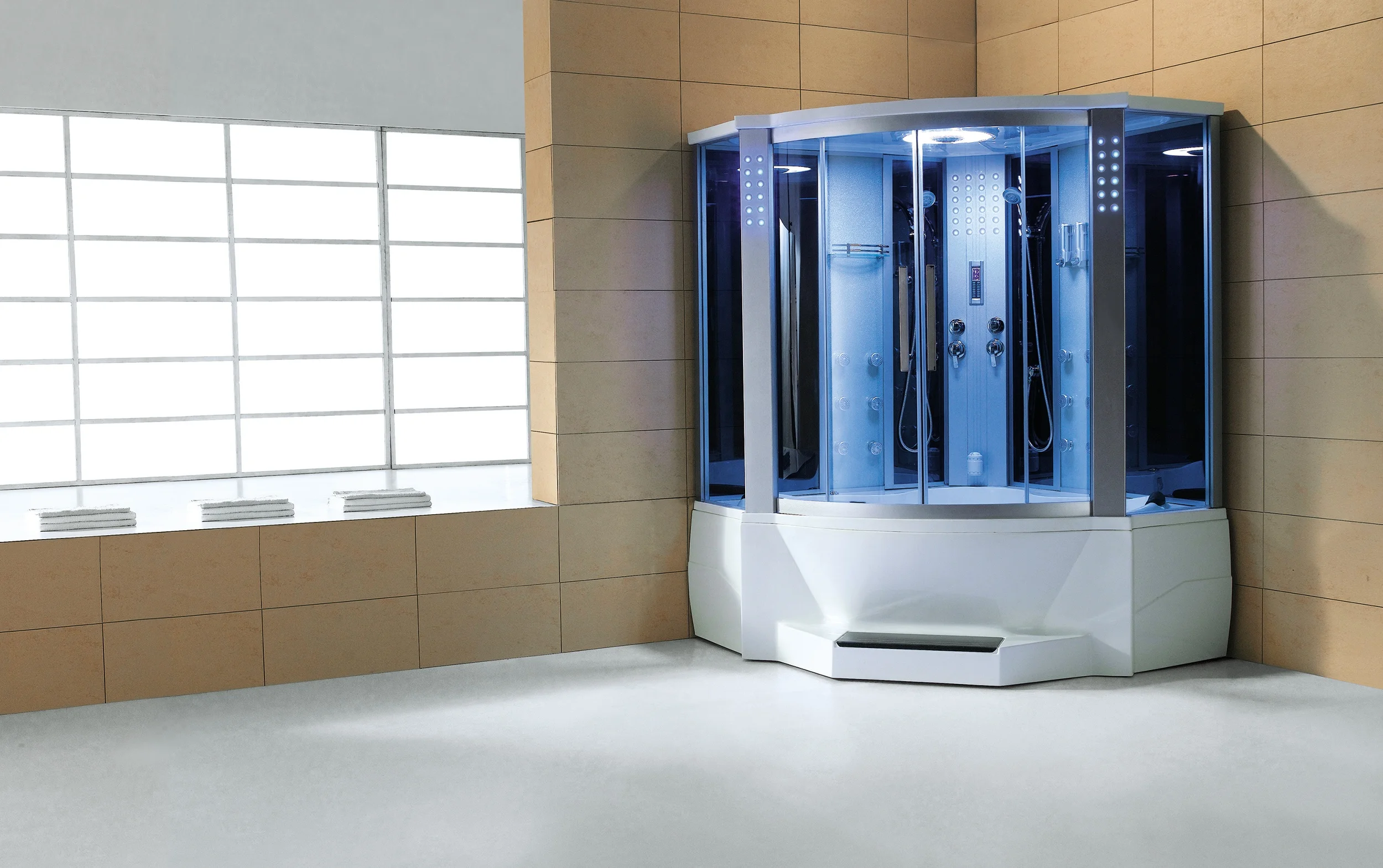 MEXDA Complete Modern 2 Person Enclosed Shower Room Whirlpool Bathtub Steam Room Price WS-701