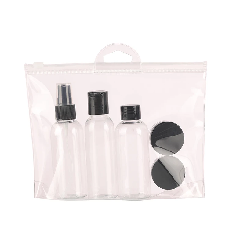 Безопасная прозрачная косметическая упаковка, бутылка для ухода за кожей, Дорожный комплект с сумкой