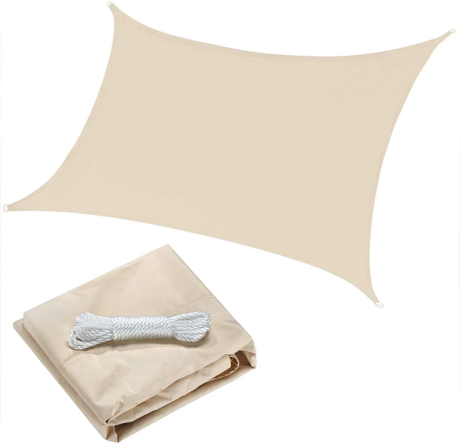 Beige Rectangle Waterproof Polyester Canopy Sun Shade Sail
