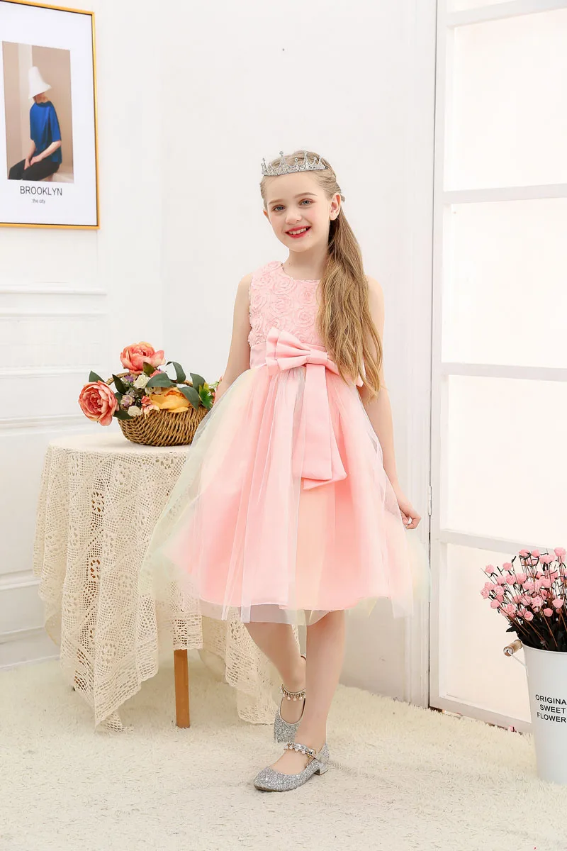 Wholesale Custom Flower Girl Dresses Wedding Kids Lace Birthday Dress Girls Kids Princess Tutu Dress For Kids
