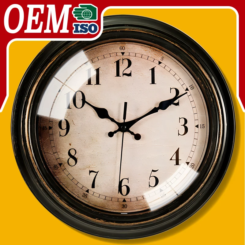 Round Vintage Retro Wall Clocks Digital Quartz Design Style Antique Art Home Decor for Bedroom Weddings OEM Watch