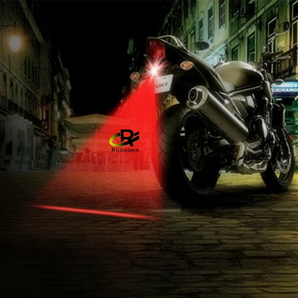Anti-collision Motorcycle LED Laser Fog Lights Taillight Anti-fog Parking Stop Brake Lamps Warning Tail Light