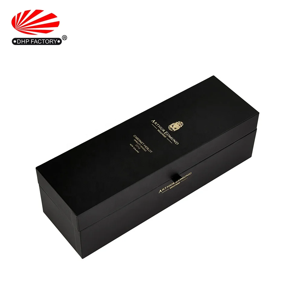 Customized Luxury Black Matt Lamination Rigid Cardboard Liquor Set Packaging Gift Boxes Champagne Whisky Red Wine Bottles