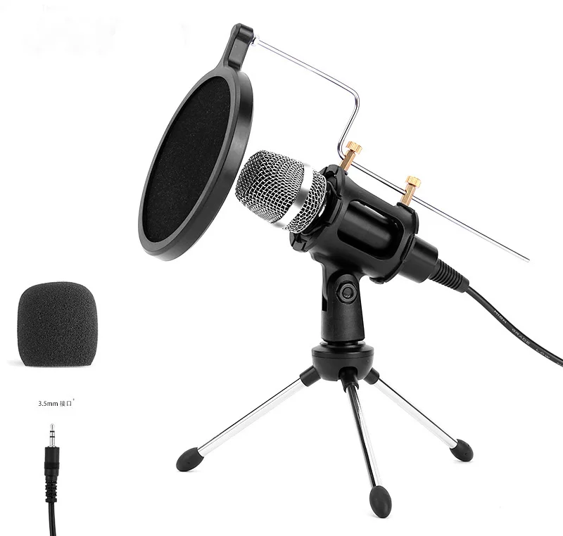Popular Desk Stand Microphone Wired For Computer Audio Studio Recording Mic