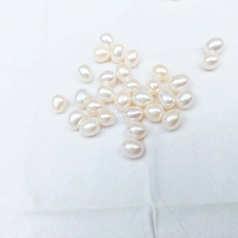 Wholesale 8mm AAA White Fresh Water Baroque Pearl Beads Half Hole Natural Rice Pearl
