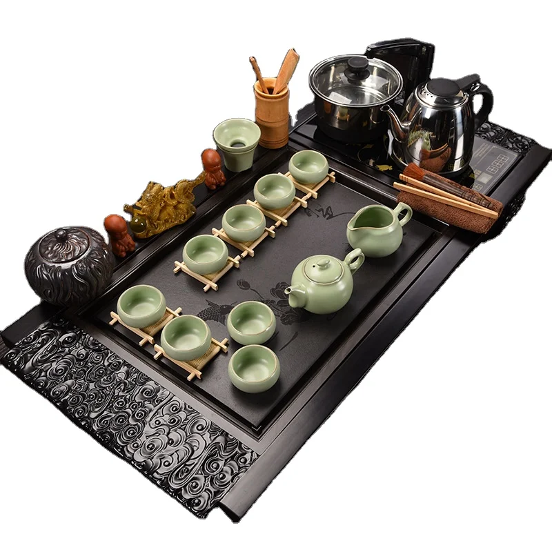 Hot selling Chinese traditional kongfu tea set tea tray with all tea pot and cups