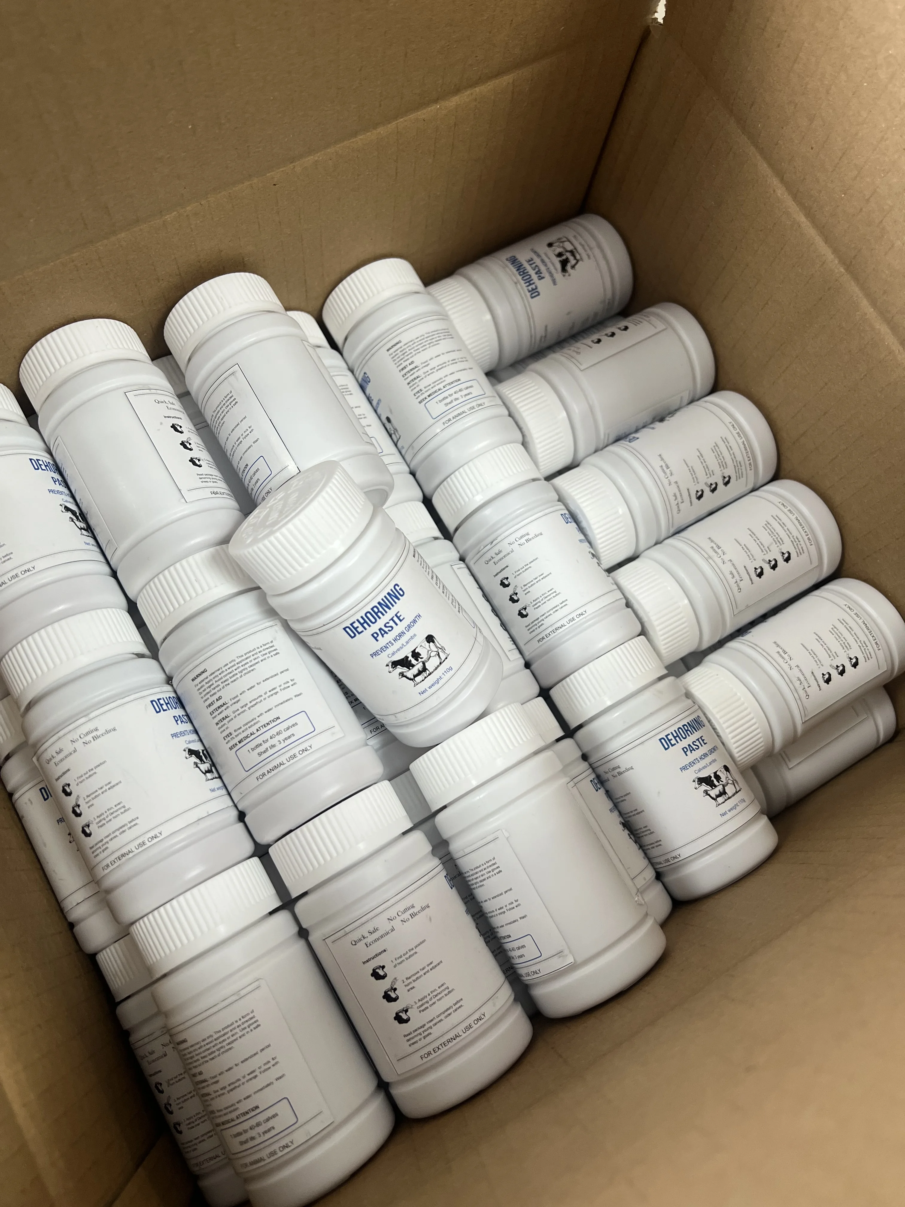 Cattle or Goat Dehorning Paste - Livestock Horn Removal Solution, 110g, Dehorning Paste