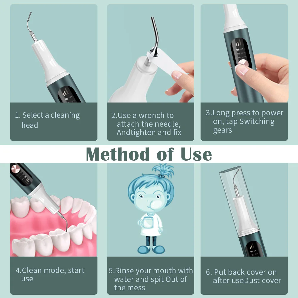 Electric Household Calculus Remover Portable Tooth Cleaner Ultrasonic Dental Scaler with LED spotlight