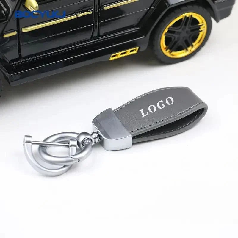 Кожаный автомобильный брелок с металлическим логотипом для BMW Mercedes VW Audi MINI Maybach Ferrari Bentley Toyota, аксессуары для ключей с защитой от потери