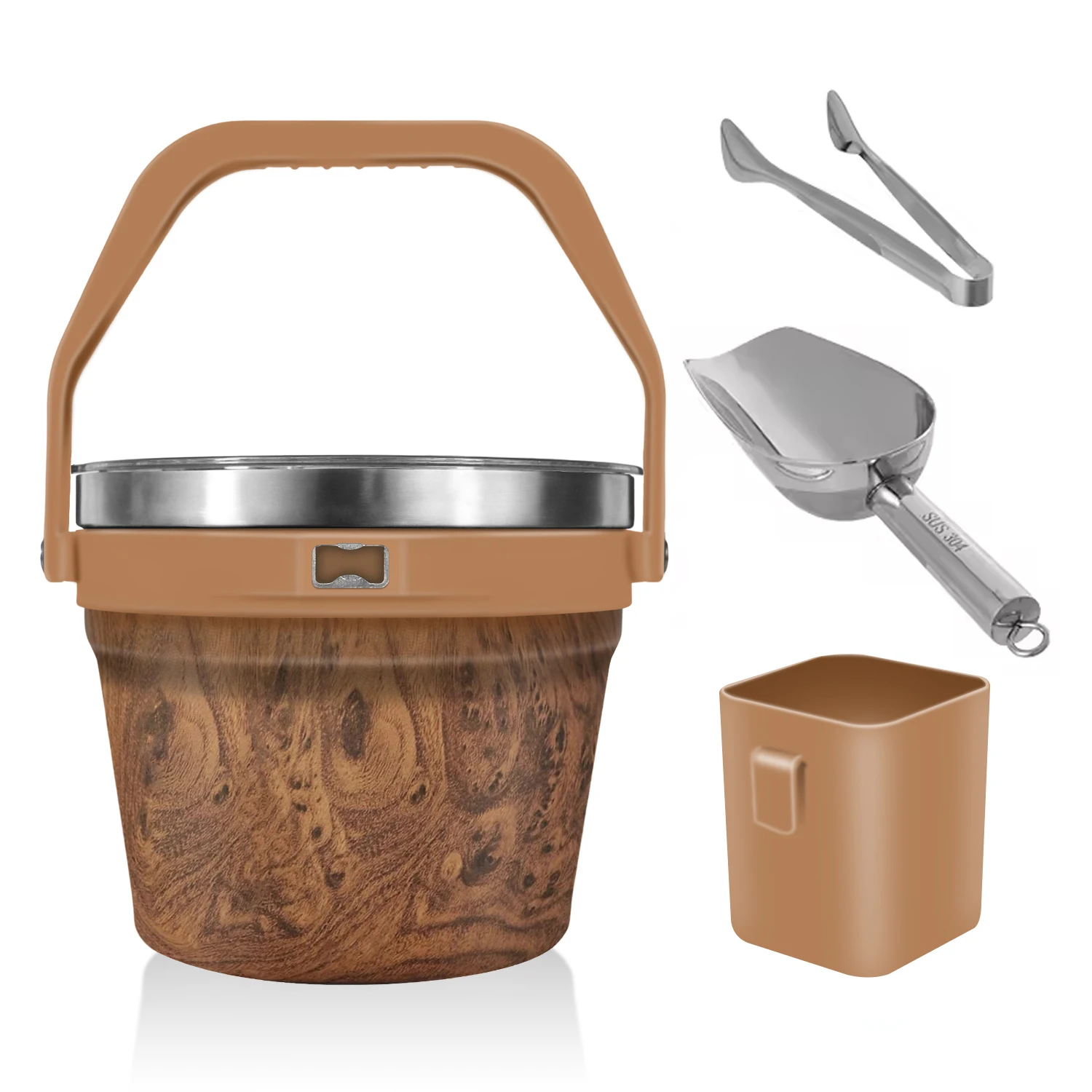 Best Insulation 7 Quart / 7.5 L Handy Custom Ice Bucket Stainless Steel With Ice Scoop Bottle Key Keep Ice For Hours