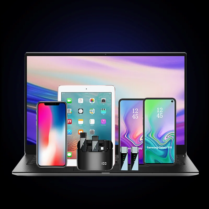 Professional 1 Drag 2 Mini Radio Mic S16 charging display wireless noise reduction microphone for ios and android