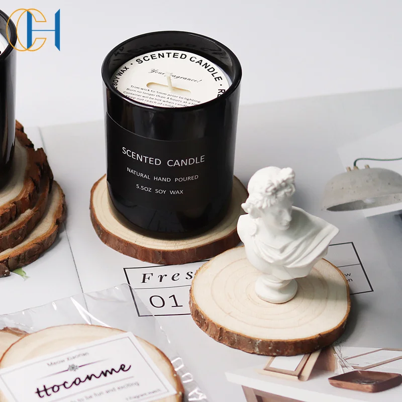 C&H Simply Matte Black Color Natural Vegan Soy Wax Scented Candle Set