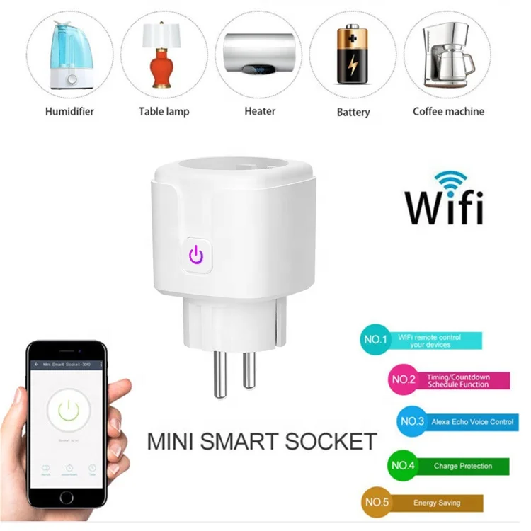  Лидер продаж Amazon европейский стандарт с мониторингом мощности 16 А Tuya Alexa Wi-Fi беспроводная умная розетка для дома