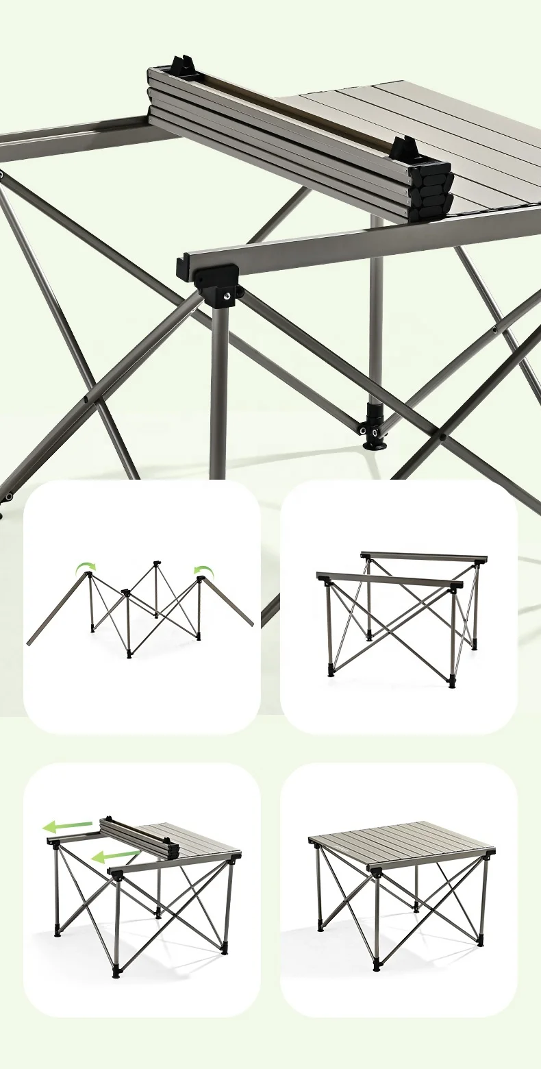 HISPEED Lightweight Portable Foldable Aluminium Camping Table Outdoor Adjustable Height Picnic Table Aluminium Foldable Table