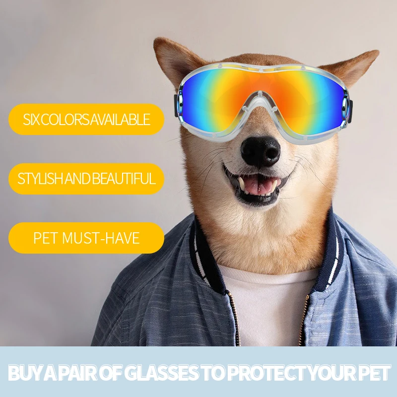 UV Dust Pro Protection Pet Glasses Eye Wear Colorful for Snow Beach Motorcycle Dog Goggles for Medium Large Breed Dog Sunglasses