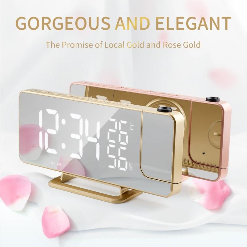 3D Clocks Home Decor Clock Desktop Digital Plastic Calendar Gold Black Alarm Office With Charger Oclock