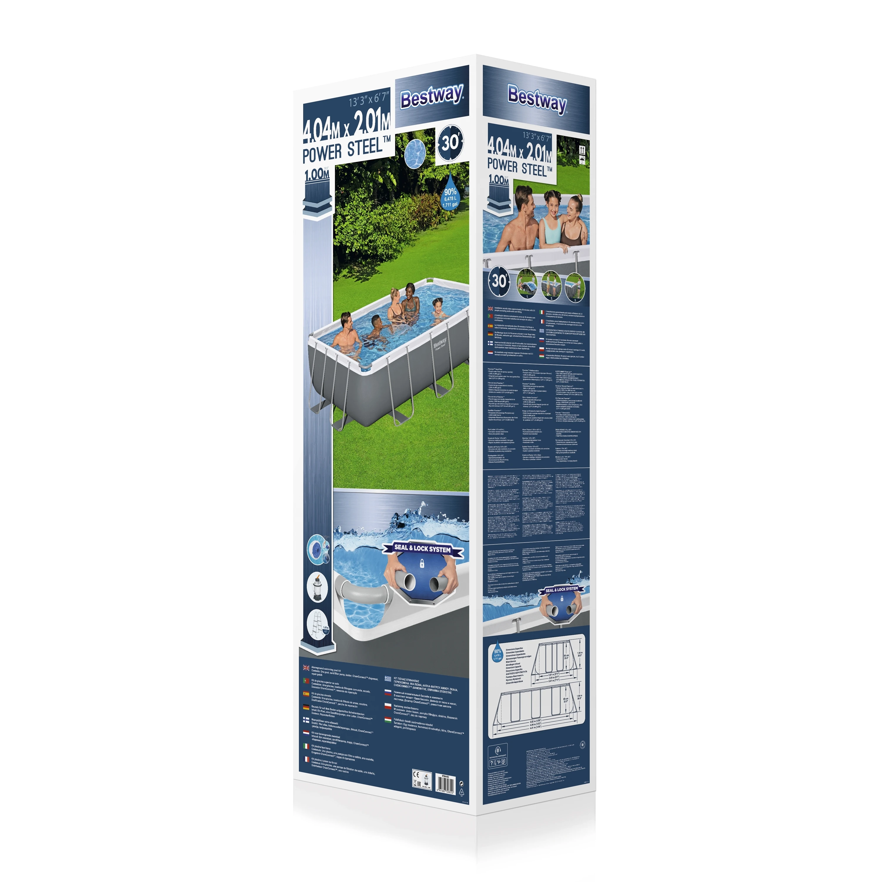 Bestway 56442 Inflatable Rectangular Metal Frame Swimming Pool 4.04m X 2.01m X 1.00m