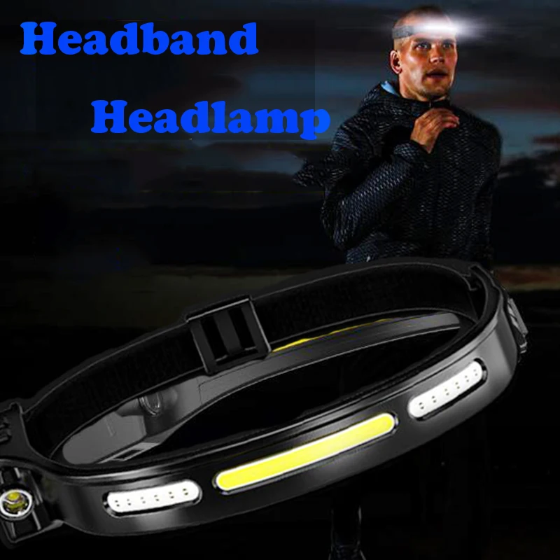 USB Rechargeable Led Headband Headlamps Outdoor Night Cycling Light Wide Angle Headlight Sensor Waterproof Headlamp Flashlight