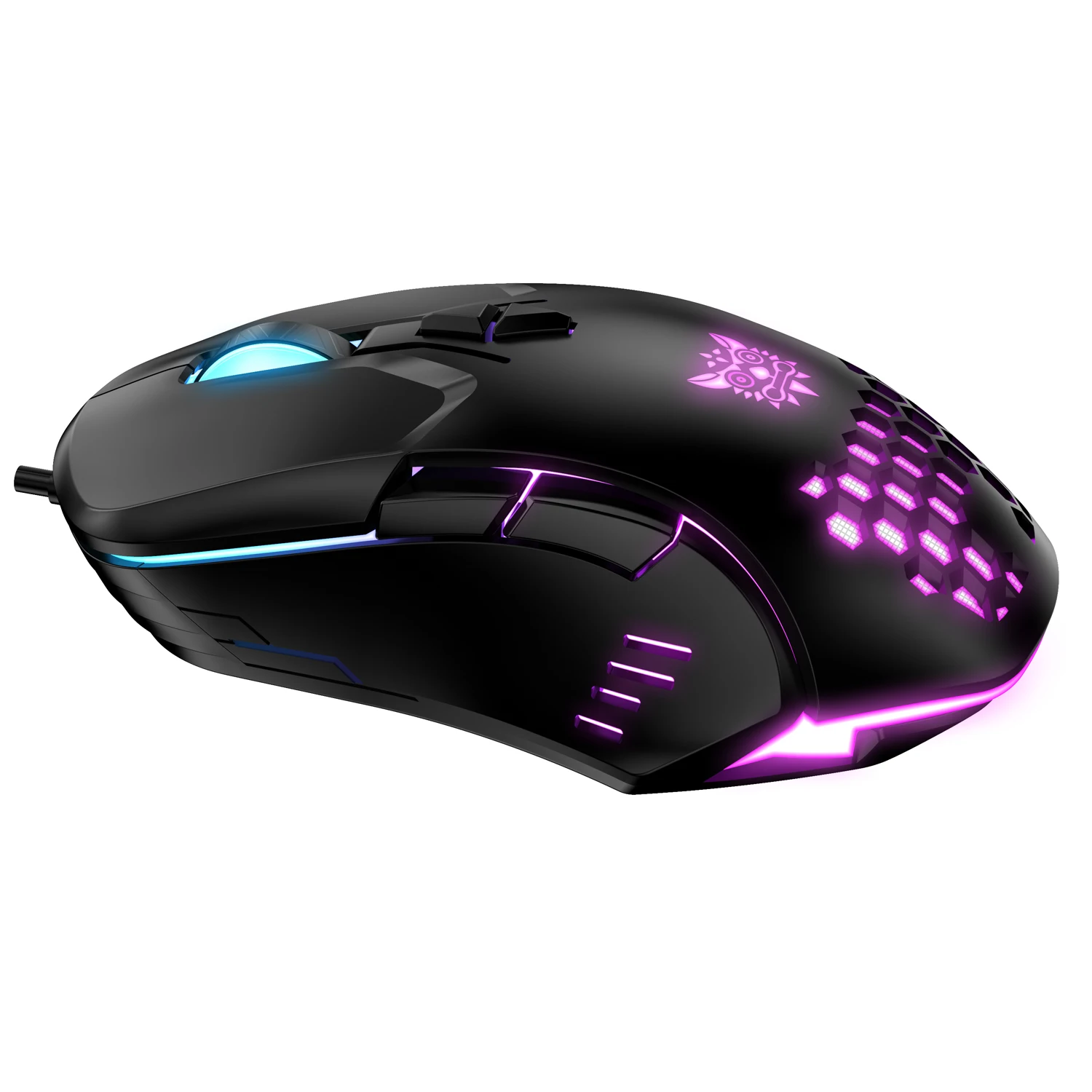 OEM logo Onikuma CW902 Best sale 6400 DPI Optical Ergonomic Gaming Mouse For PC Adjustable LED light Fashion wired gamer mouse