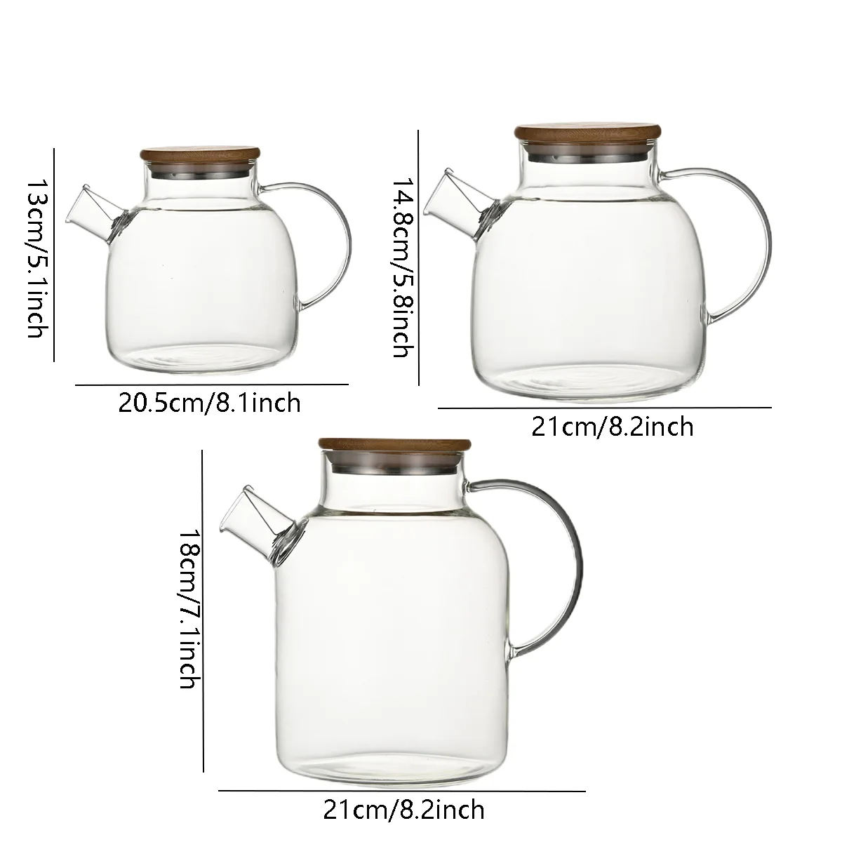 1000ml/1500ml/1800ml big size glass kettle teapot bamboo lid high borosilicate glass teapot