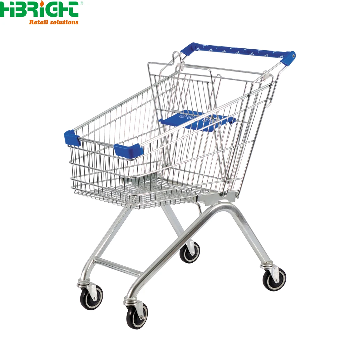 High-Capacity Chrome Plated Flexible Supermarket Plastic Shopping Trolley Cart
