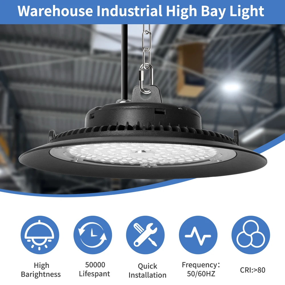 Wholesale Price 100W 150W 200W UFO LED High Bay Lights Waterproof Commercial Industrial Lighting Warehouse Led High Bay Lamp
