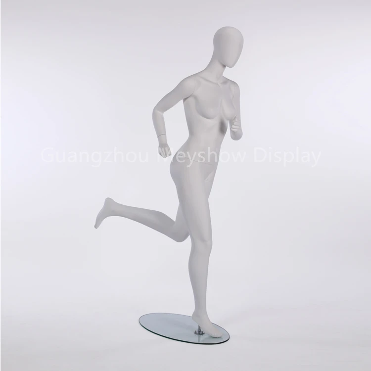 Full Body Wholesale Fiberglass Sports Mannequin Female Black Couture Running Maniquies for Store Display