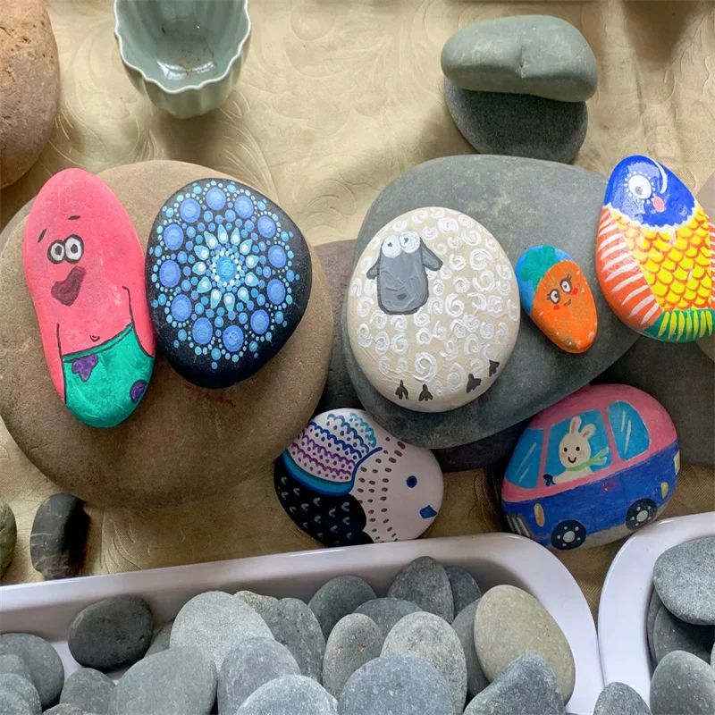 Factory custom Natural River Stone painting flat pebbles handmade stones painting pebbles for kids