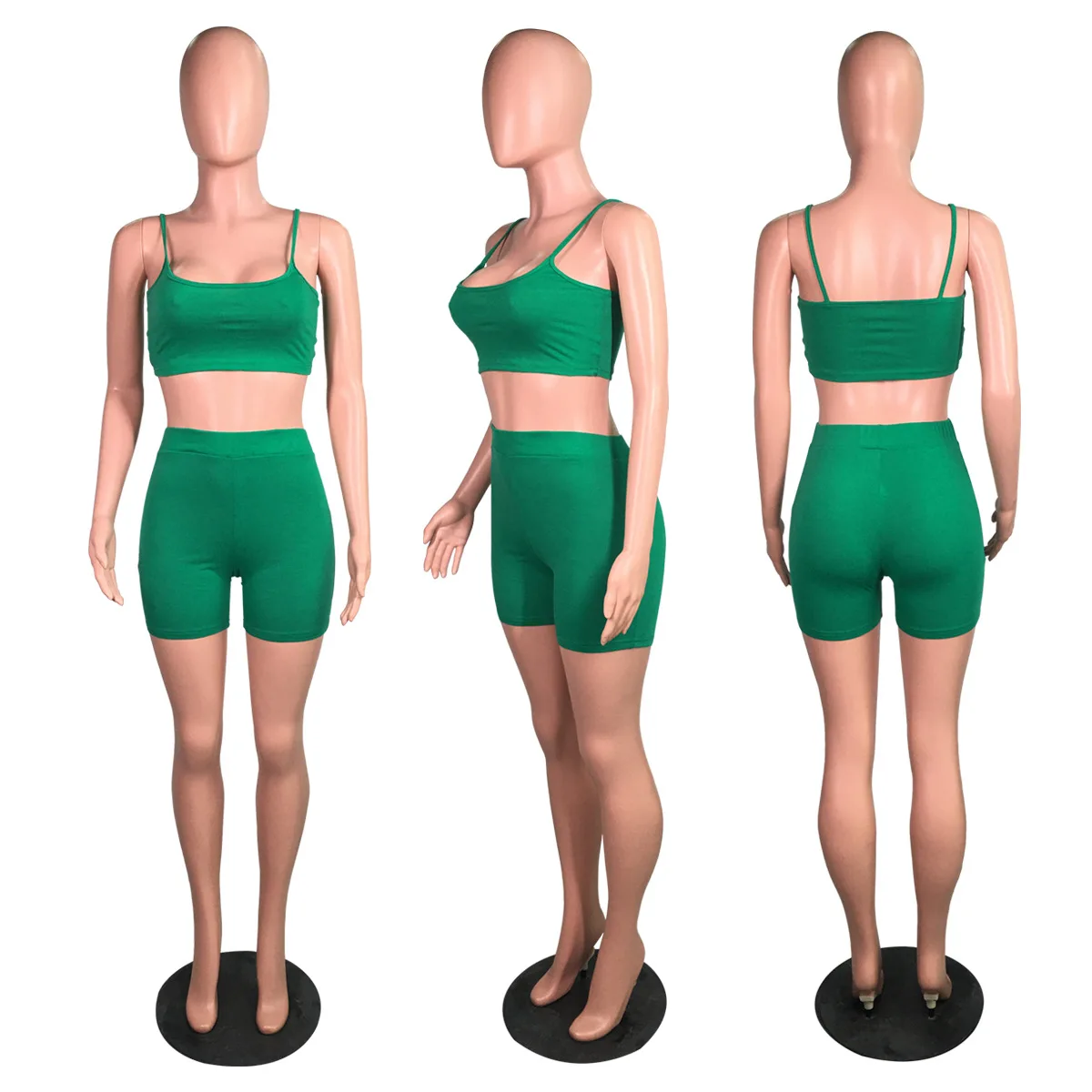 MT29-6672  2021 New Design Solid Short Pants Outfits Two Piece Shorts Set Women Clothing Summer Biker Short 2 Piece Set