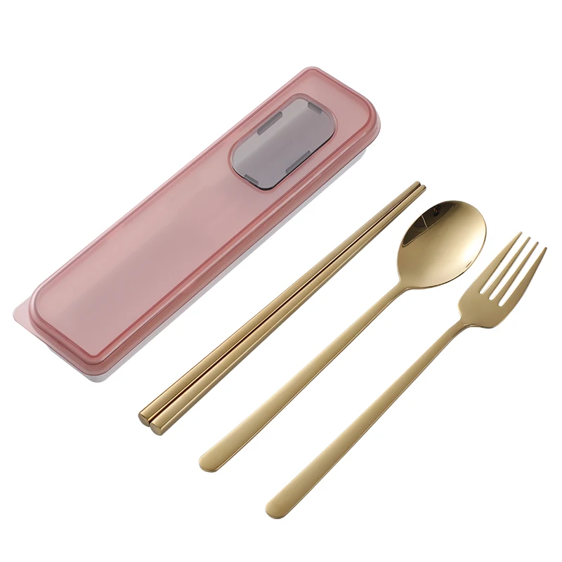 
Outdoor Portable Tableware, Chopsticks, Spoon, Fork Set, Wedding, Gold Tableware 