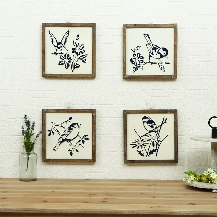 New Trend Wood Frames Painting Bird Home Decoration Indoor Design Wall Pictures Wall Art living Room