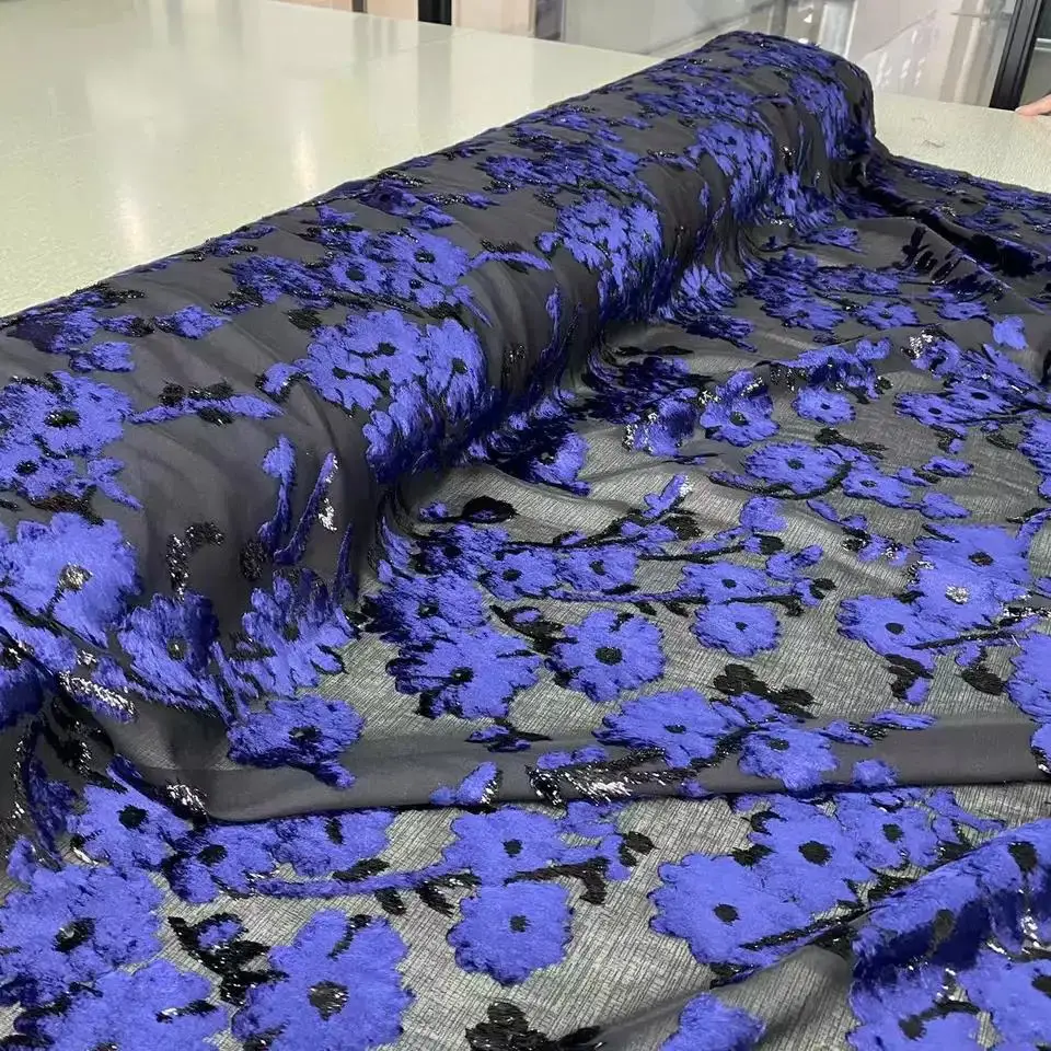 Silk velvet Dirac & Garbasa Sets Ready to ship Best quality Metallic Silk Lurex jacquard Fabric For ladies garment