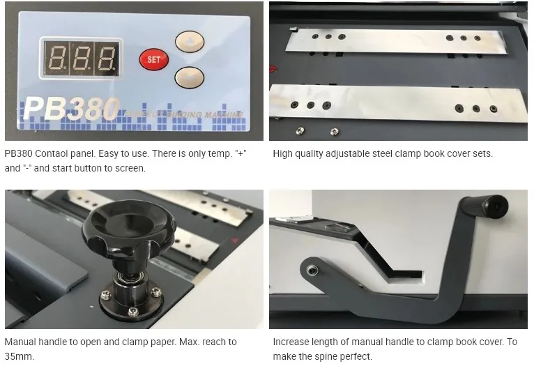 PB380 Desktop A4 size glue binding machine for notebook